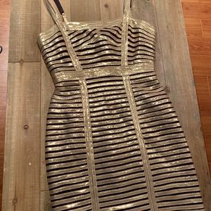 BCBG Gold and black minidress size 6